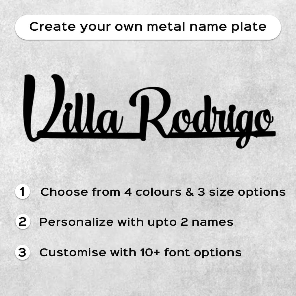 Personalized Weatherproof Modern Metal Cut Out Name Plate for Home & Outdoor - Harshita Craft