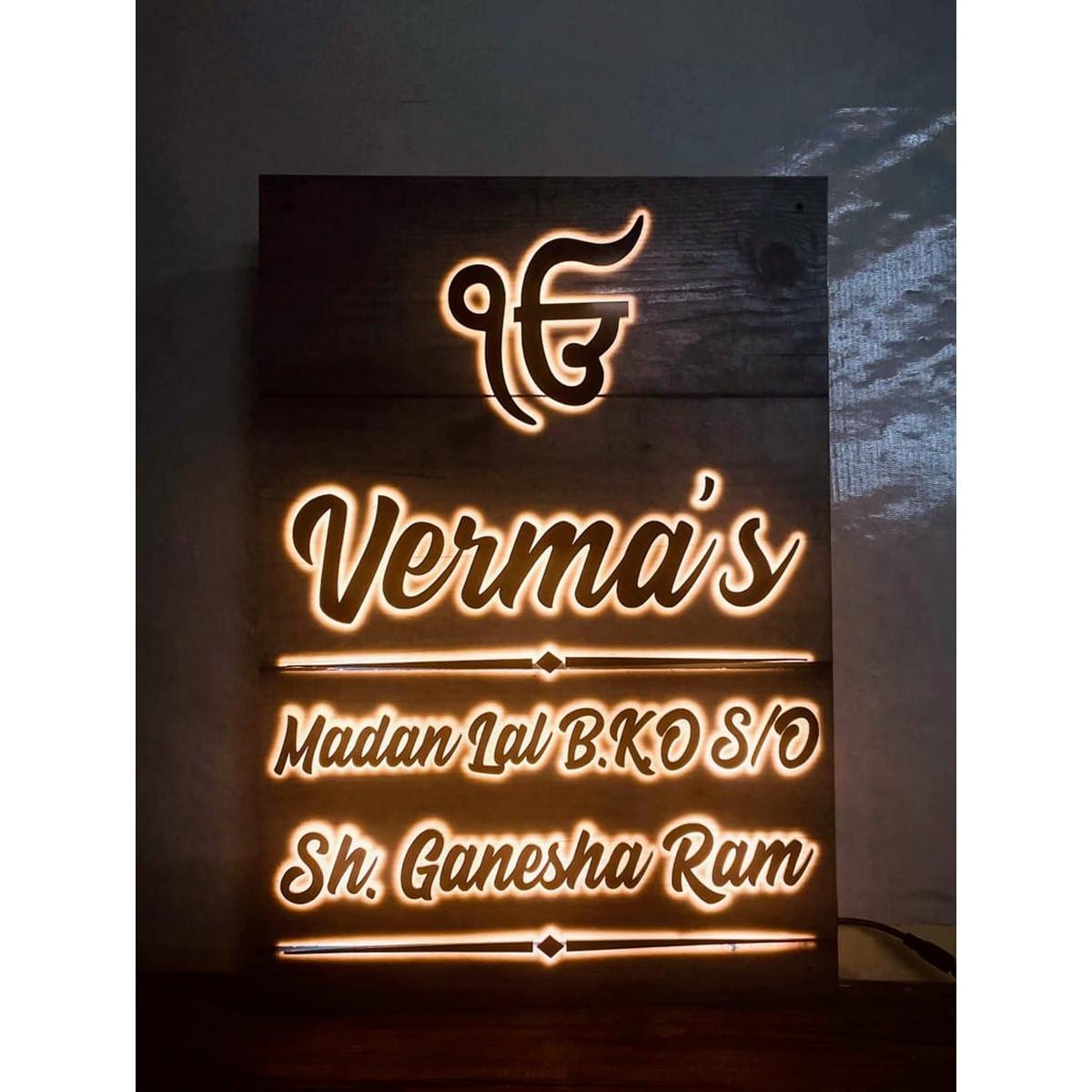 Illuminate Your Welcome – Unique Design Acrylic LED Home Name Plate - Harshita Craft