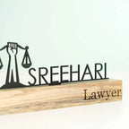 Personalized Minimal Desk Metal Name Plate for Lawyers – Premium Office Nameplate - Harshita Craft