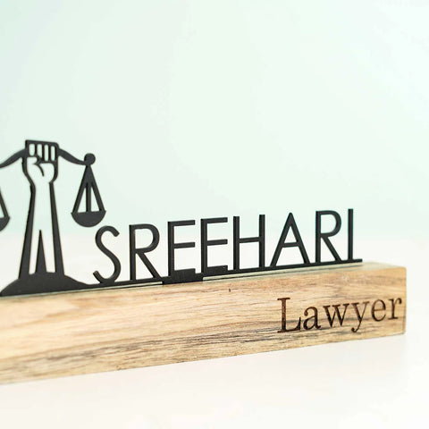 Personalized Minimal Desk Metal Name Plate for Lawyers – Premium Office Nameplate