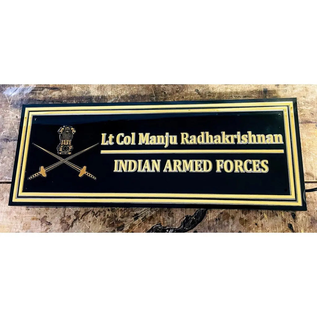 Armed Forces Acrylic LED Name Plate for Home - Harshita Craft