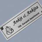 Personalized Ganpati Theme Stainless Steel Metal Name Plate for Home | Modern Laser-Cut Design - Harshita Craft