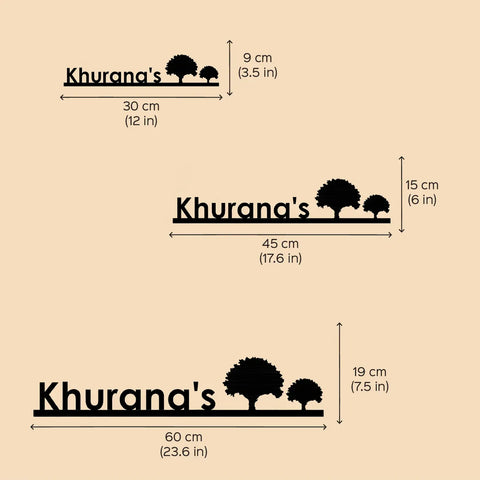 Personalized Laser Cut Tree Theme Metal Name Plate for Home