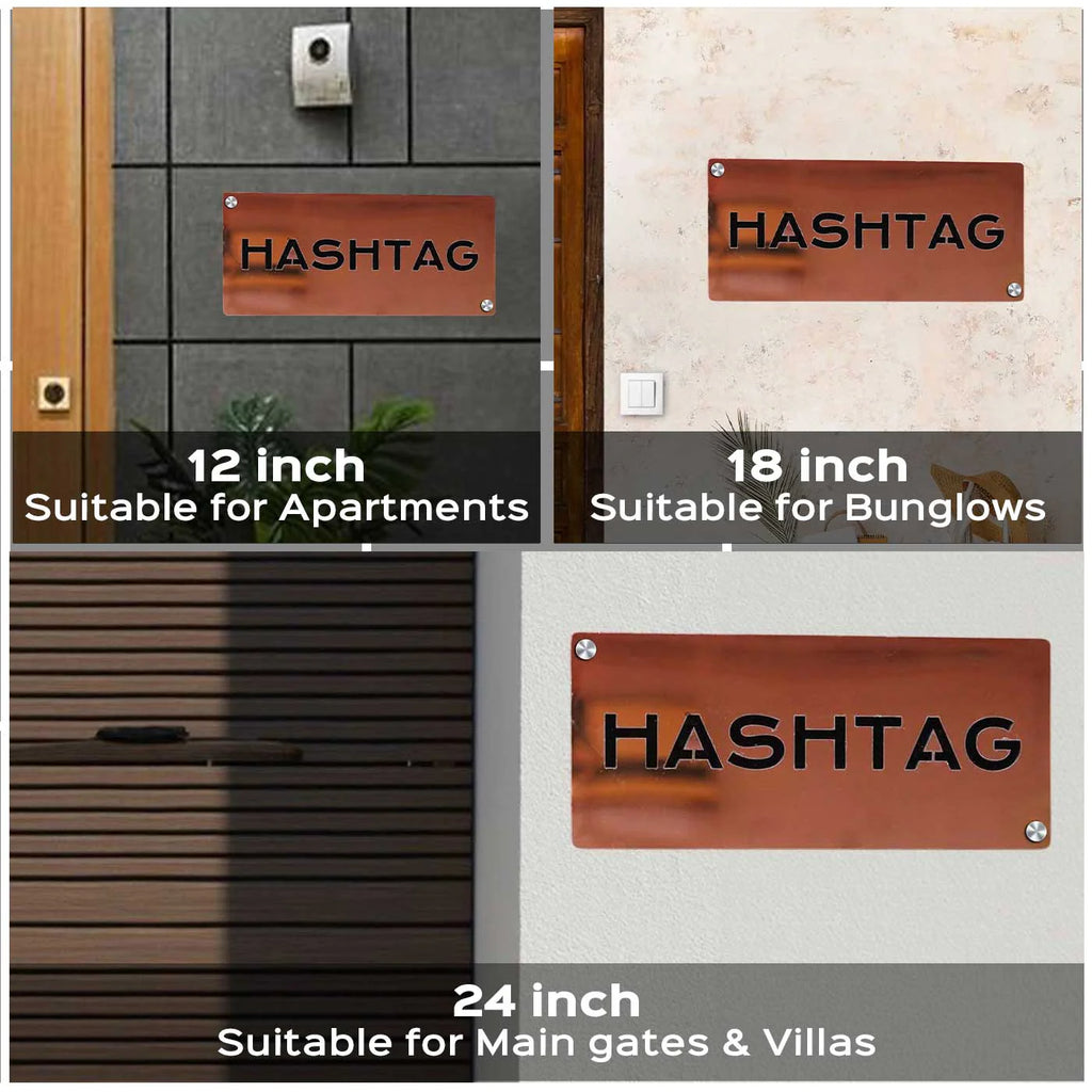 Personalized Weatherproof Rectangle Stainless Steel Metal Name Plate for Home - Harshita Craft