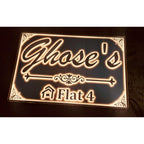 Acrylic LED Home Name Plate | Custom Acrylic Name Plate Design for Home Wall - Harshita Craft