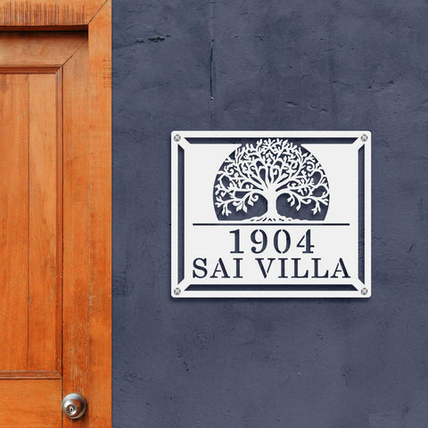 Personalized Tree of Life Metal Name Plate for Home – Laser Cut Steel