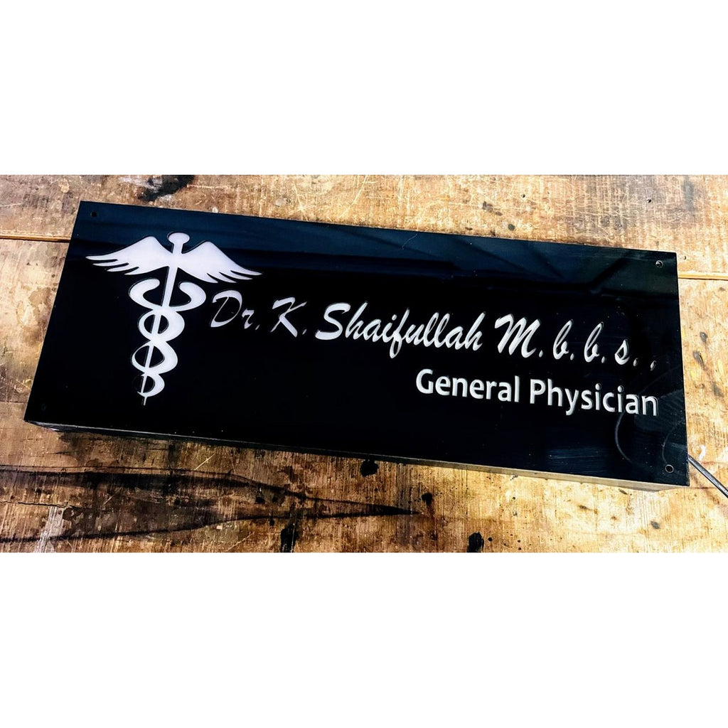 Doctor Acrylic LED Wall Name Plate - Harshita Craft