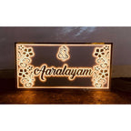 Custom Acrylic LED Name Plate with Golden Letters - Harshita Craft