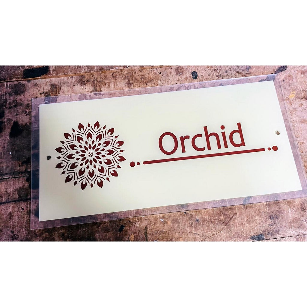Stylish Multicolor Printed Acrylic Personalized Name Plate for Home - Harshita Craft