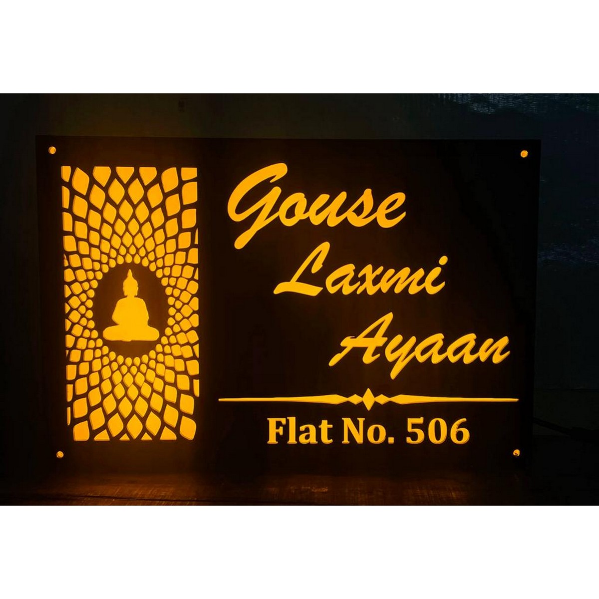 Buddha Idol Acrylic LED Name Plate 