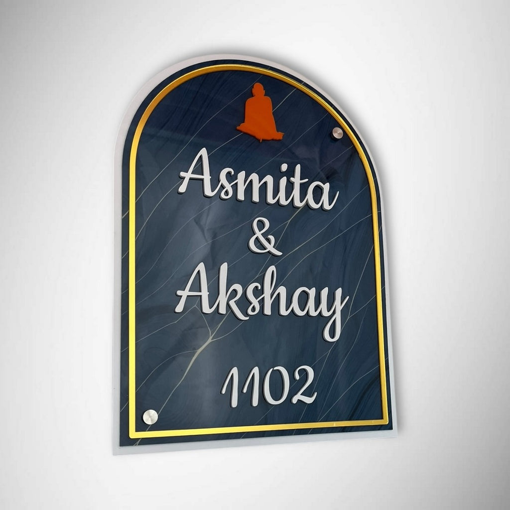 ACP-Based Blue Acrylic Name Plate (Personalized Design) - Harshita Craft