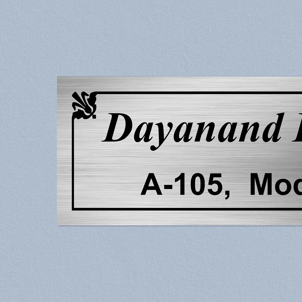 Personalized Minimalist Stainless Steel Metal Name Plate for Home – Custom Name Plate for House Entrance & Outdoor - Harshita Craft
