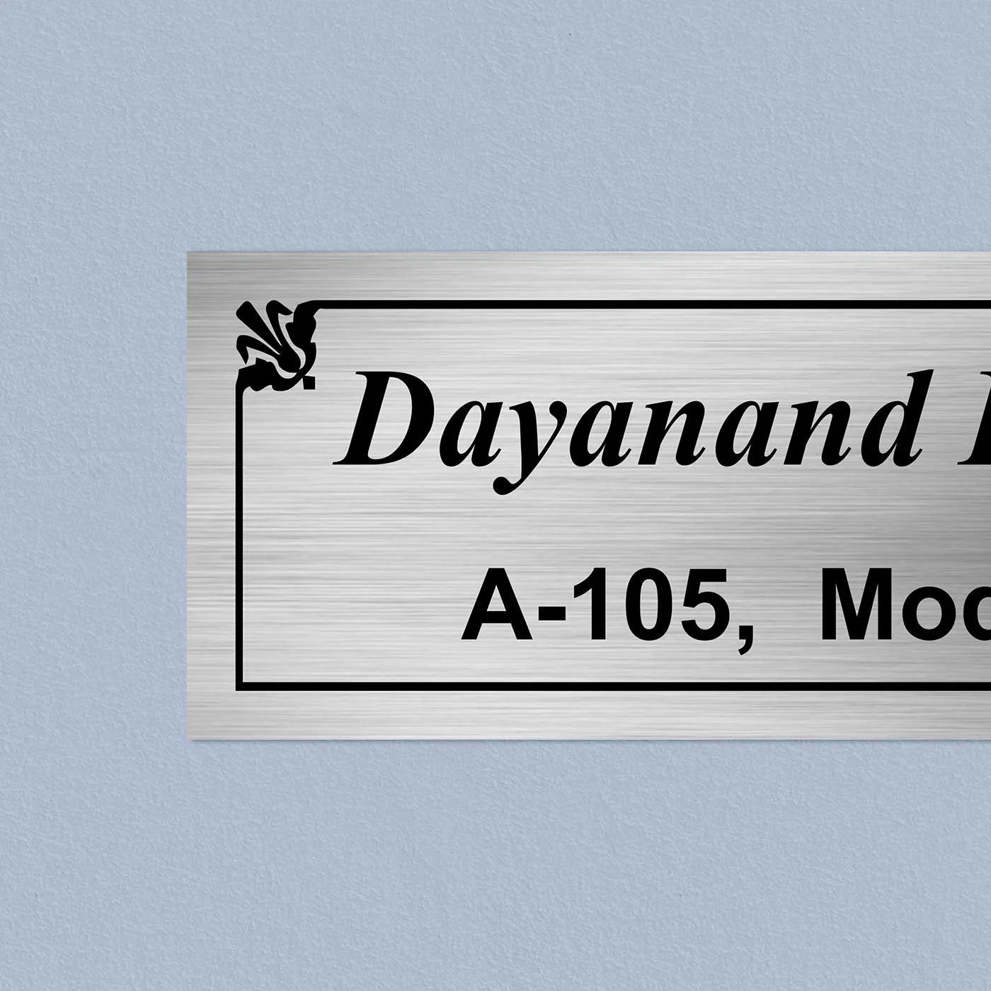 Personalized Minimalist Stainless Steel Metal Name Plate for Home – Custom Name Plate for House Entrance & Outdoor - Harshita Craft