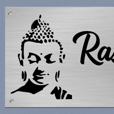 Personalized Metal Name Plate for Home – Waterproof Shiv Ji Design Steel LED Name Plate