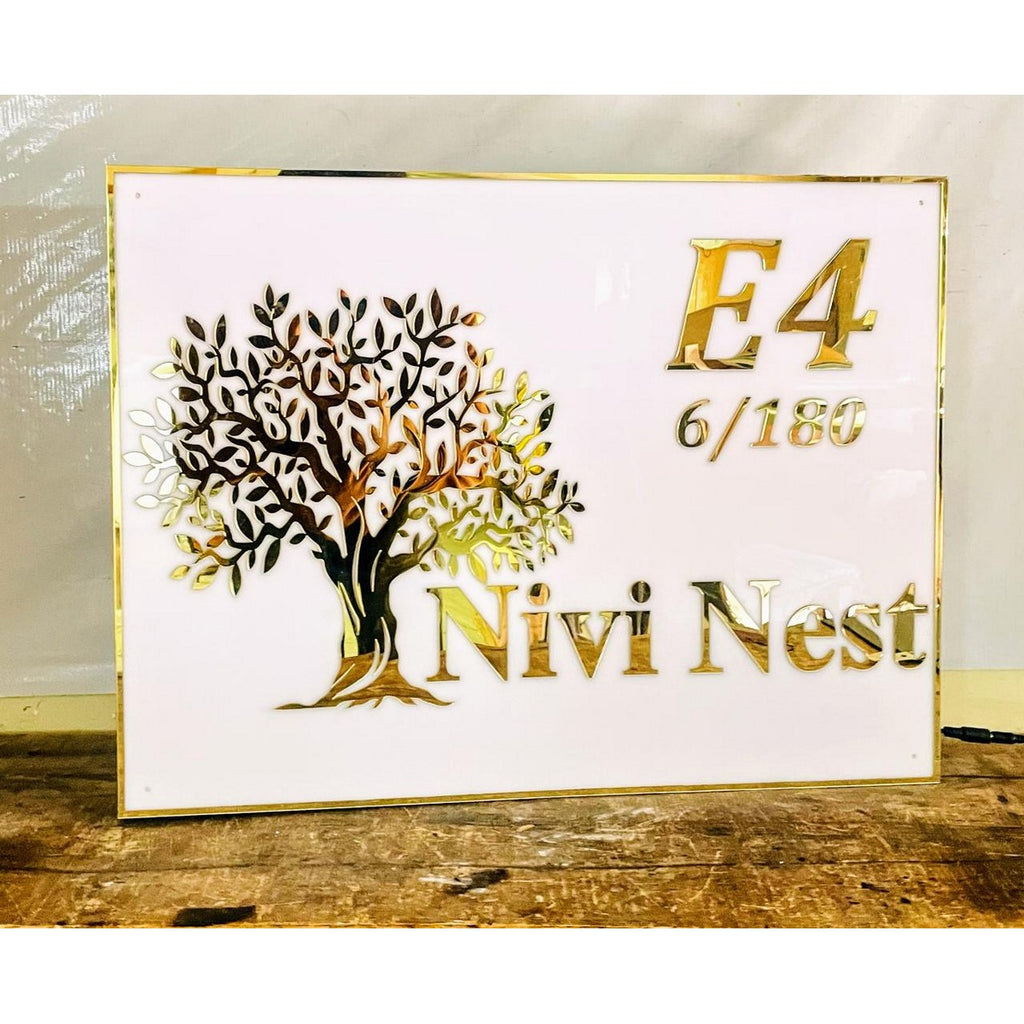 Tree Design Acrylic LED House Name Plate