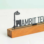 Personalized Minimal Desk Name Plate for Dentists – Metal & Wood - Harshita Craft