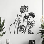 Flower Women Minimalist Line Metal Wall Art