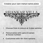 Personalized Metal Name Plate for Home – Weatherproof Mild Steel Name Plate for Villa & House Entrance - Harshita Craft