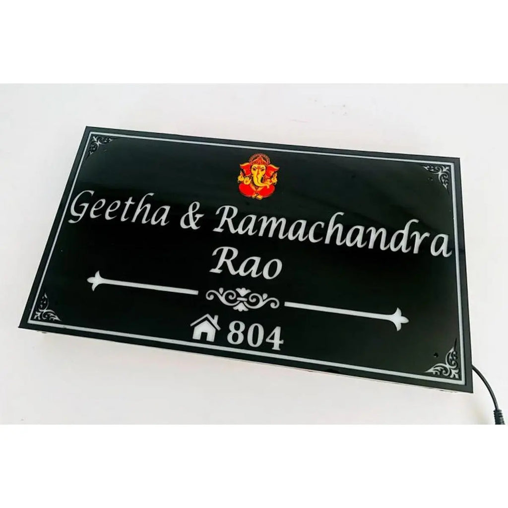 Waterproof Acrylic LED Name Plate for Home | Fancy Acrylic Name Plate Design - Harshita Craft