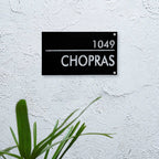 Personalized Waterproof Black Laser Cut Metal LED Name Plate for Home Entrance Outdoor - Harshita Craft