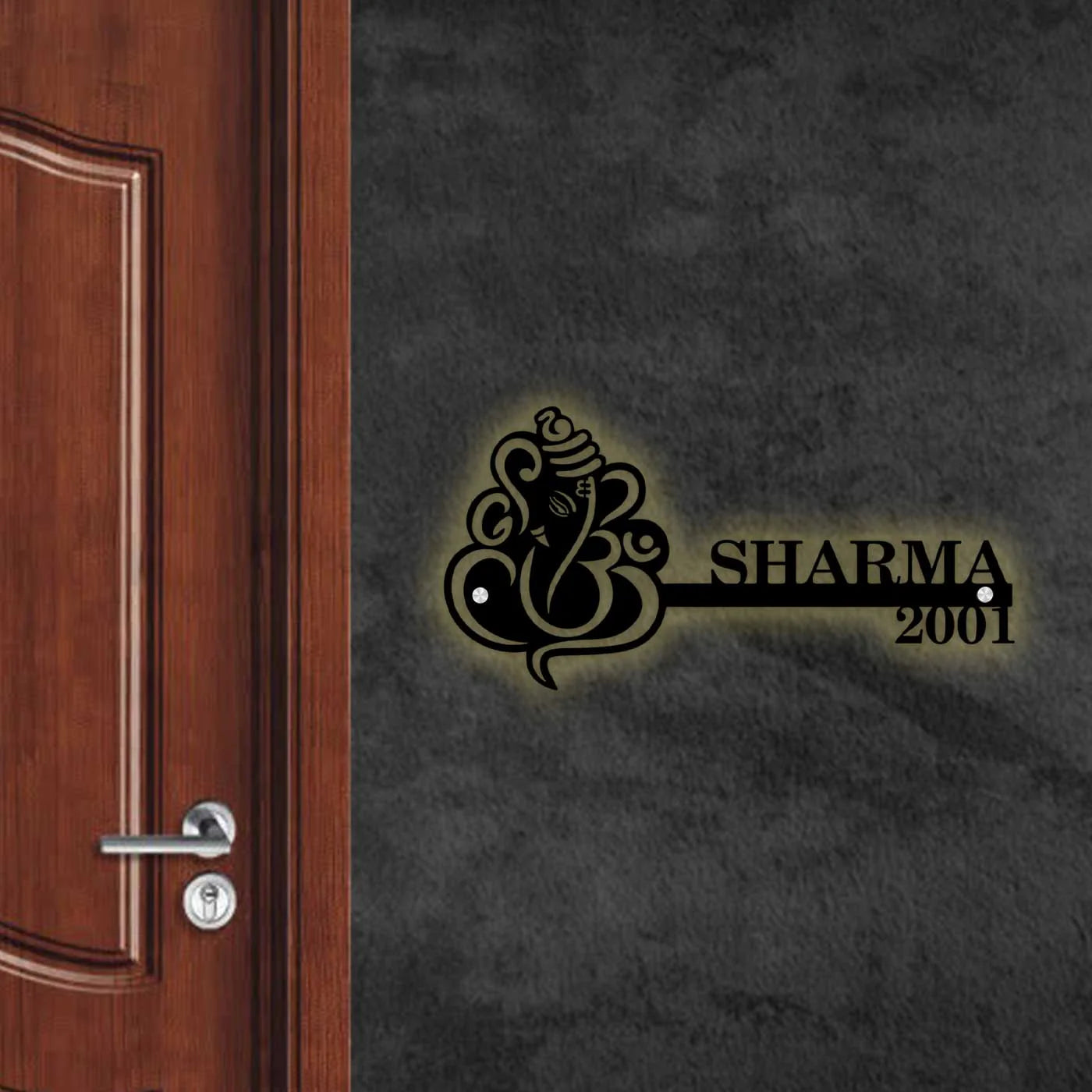 Personalized Religious Theme Metal Name Plate for Home – Laser Cut Steel - Harshita Craft
