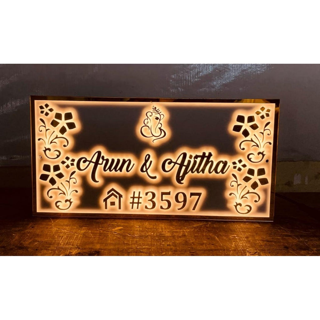 Designer Acrylic LED Name Plate for Home - Harshita Craft