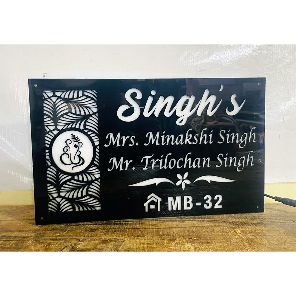 Waterproof Acrylic LED Home Name Plate Design