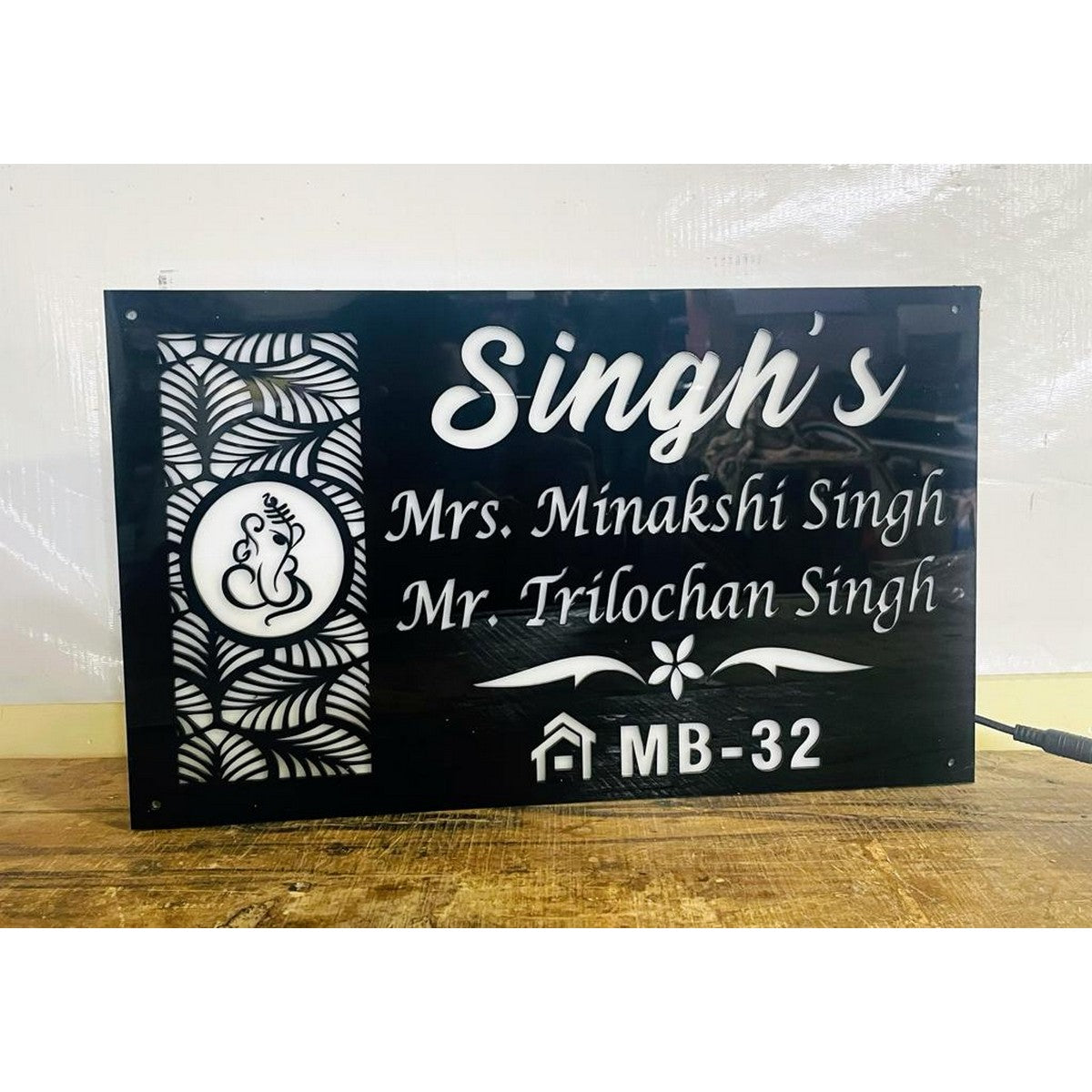 Waterproof Acrylic LED Home Name Plate Design