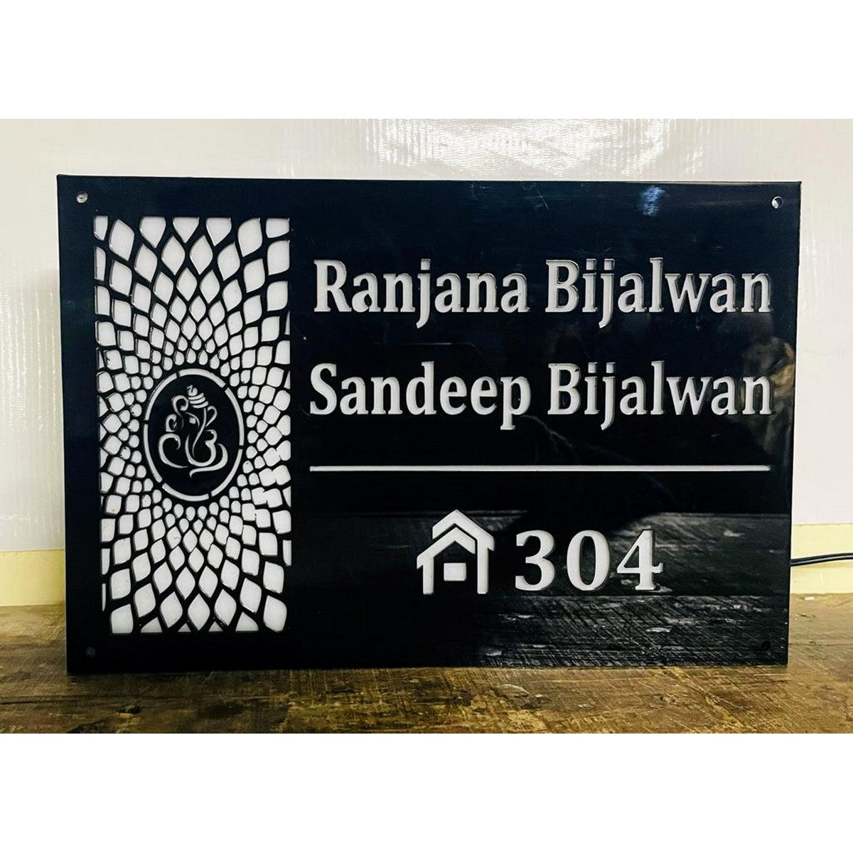 Acrylic LED Name Plate for Home – Warm White Design - Harshita Craft