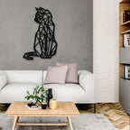 Geometric Cat Metal Wall Art 