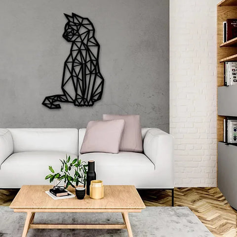 Geometric Cat Metal Wall Art 