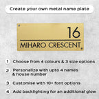 Personalized Stainless Steel Metal Name Plate for Home – Weatherproof Laser Cut Design - Harshita Craft