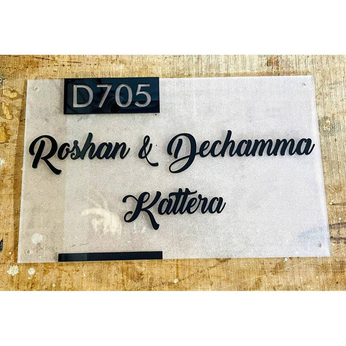 Frosted Custom Acrylic Name Plate Design for Home