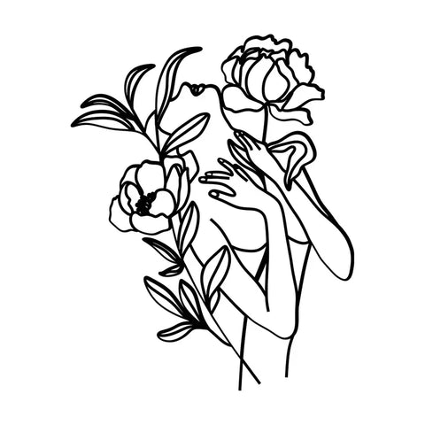 Flowers Line Art Metal Wall Art 