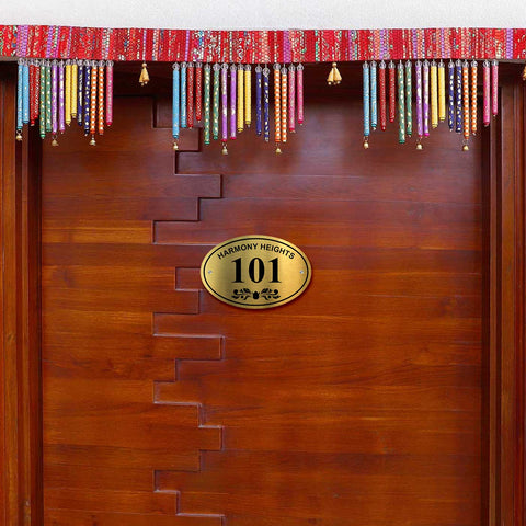 Personalized Oval Metal Name Plate for Home | Premium Stainless Steel Number Plate