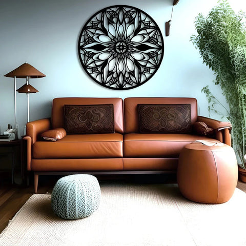 Floral Mandala Circle Metal Wall Art