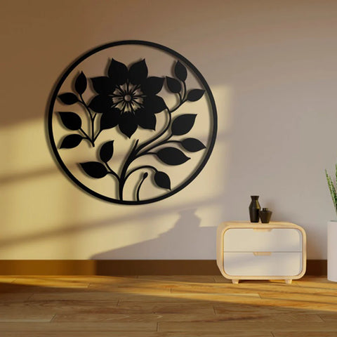 Floral Leaf Circle Metal Wall Art 