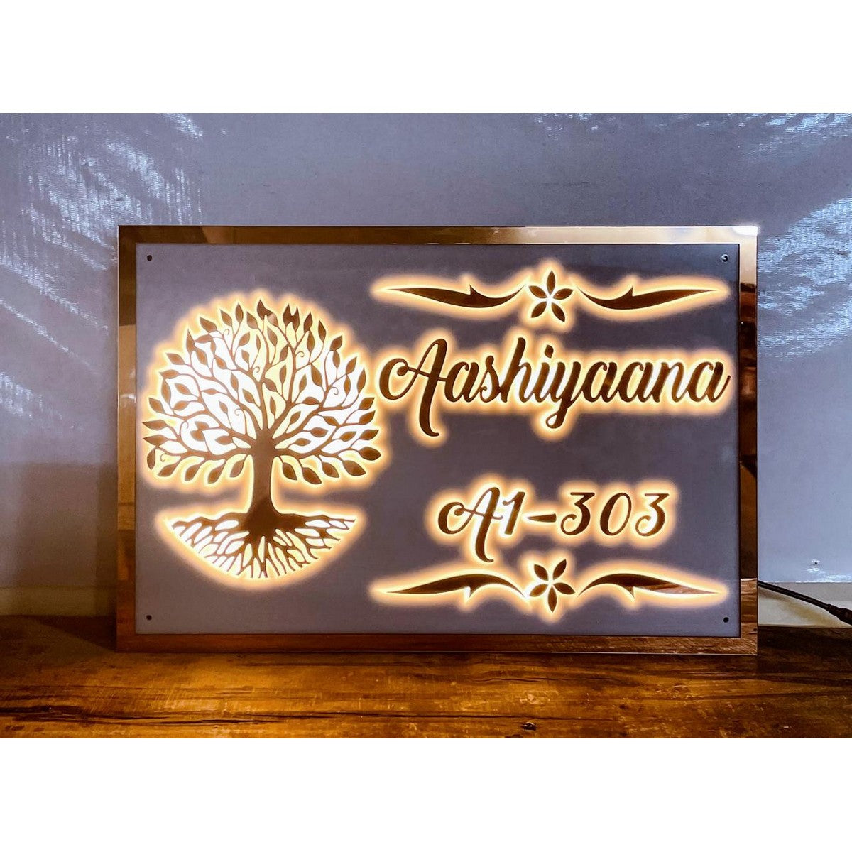 Acrylic Embossed Letters LED Home Waterproof Name Plate