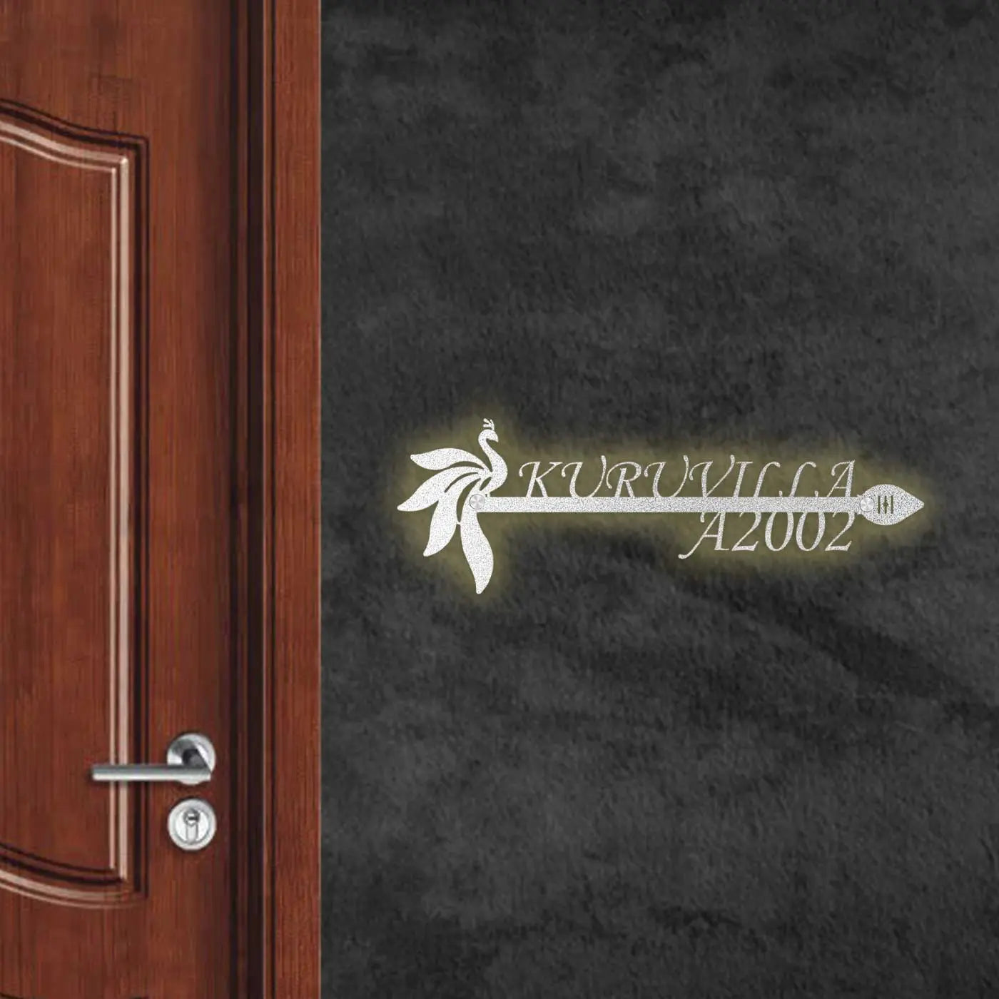 Personalized Metal Name Plate for Home – Religious Theme Laser-Cut Design - Harshita Craft