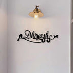 Personalized Laser Cut Wavy Design Metal Name Plate for Home - Harshita Craft