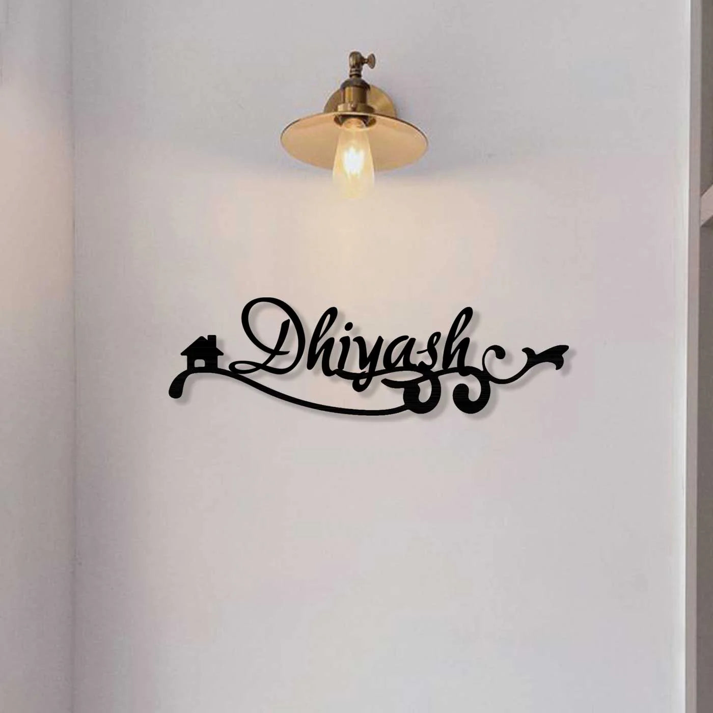 Personalized Laser Cut Wavy Design Metal Name Plate for Home - Harshita Craft