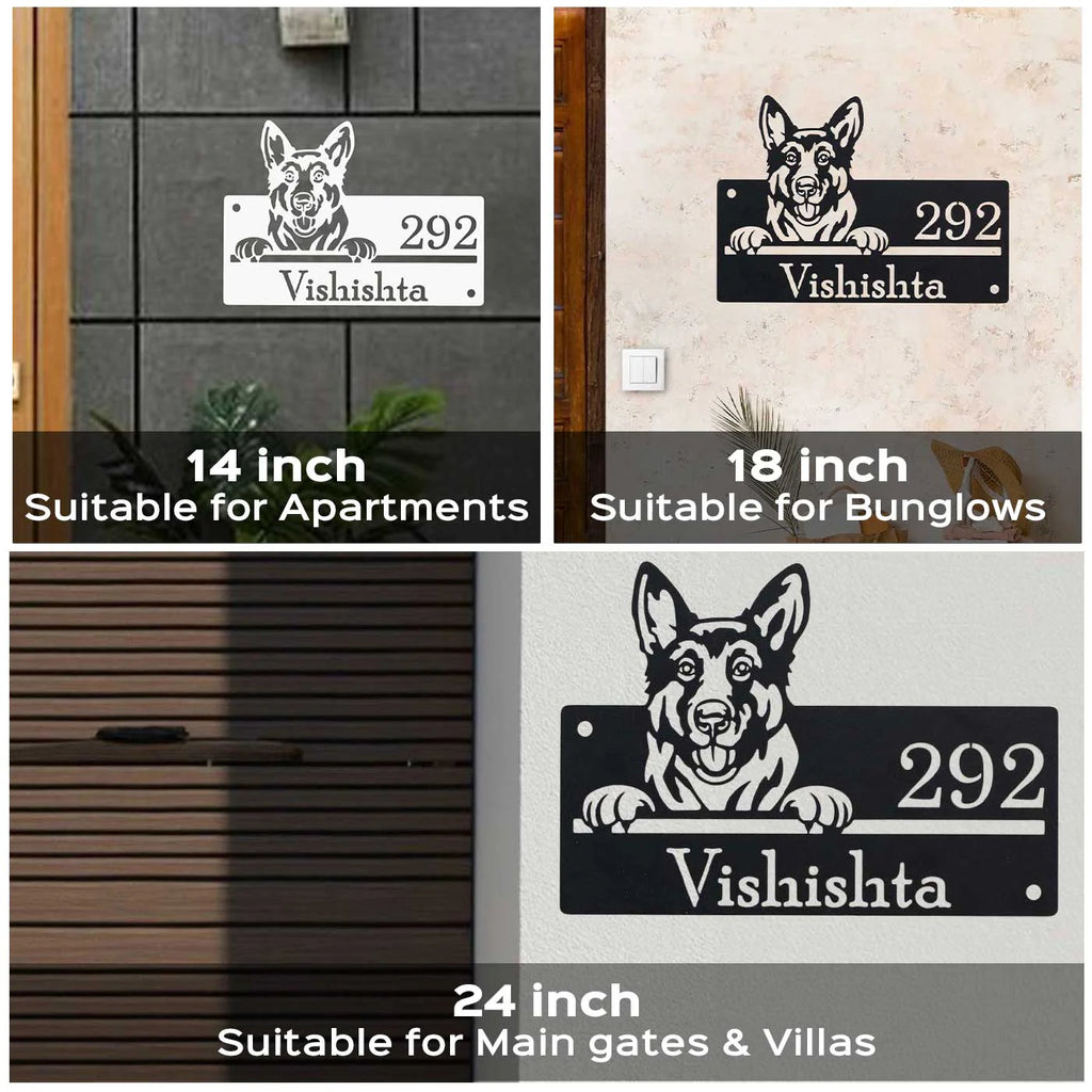 Personalized Dog Theme Metal Name Plate for Home – Weatherproof - Harshita Craft