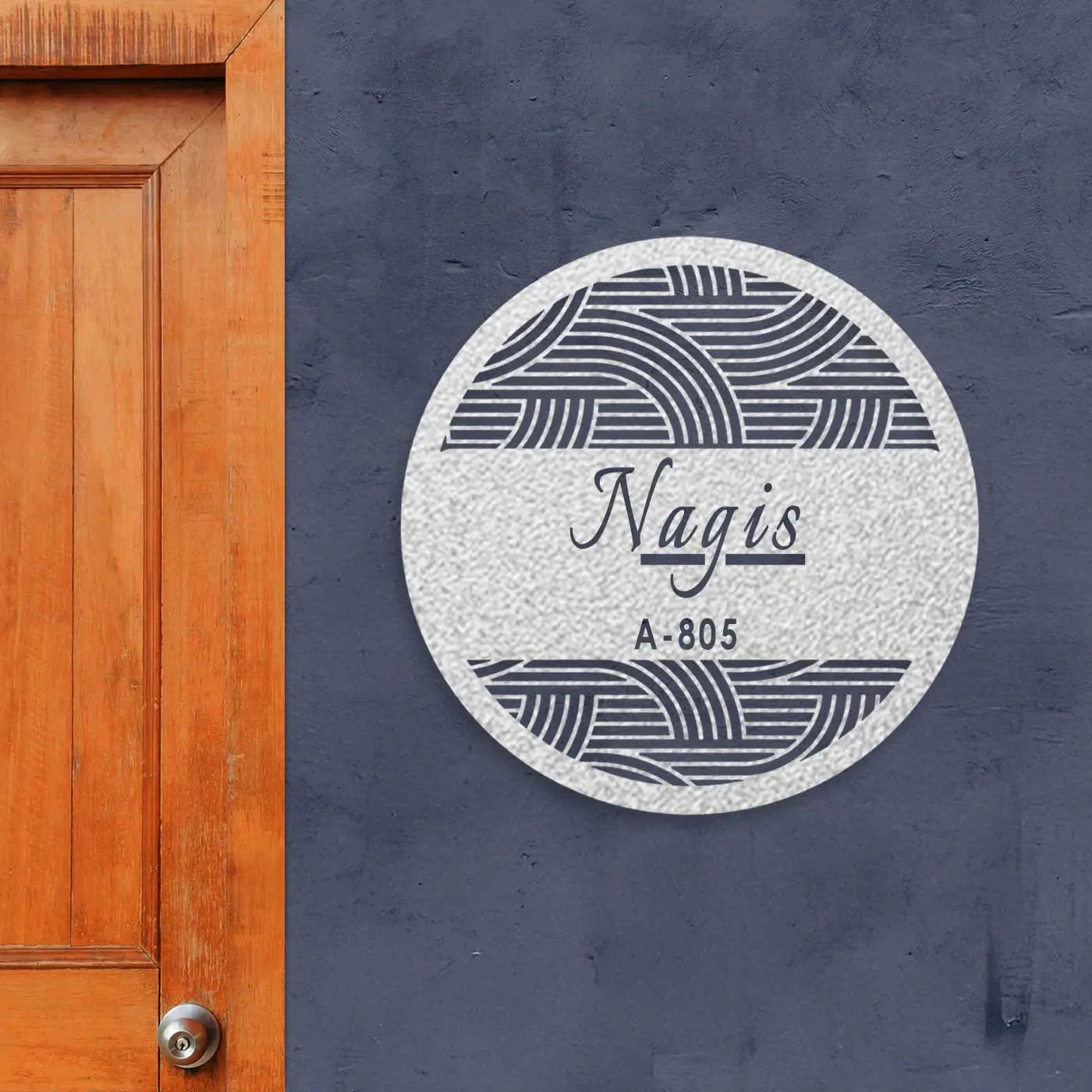 Personalized Round Metal Name Plate for Home | Laser Cut Steel Design - Harshita Craft