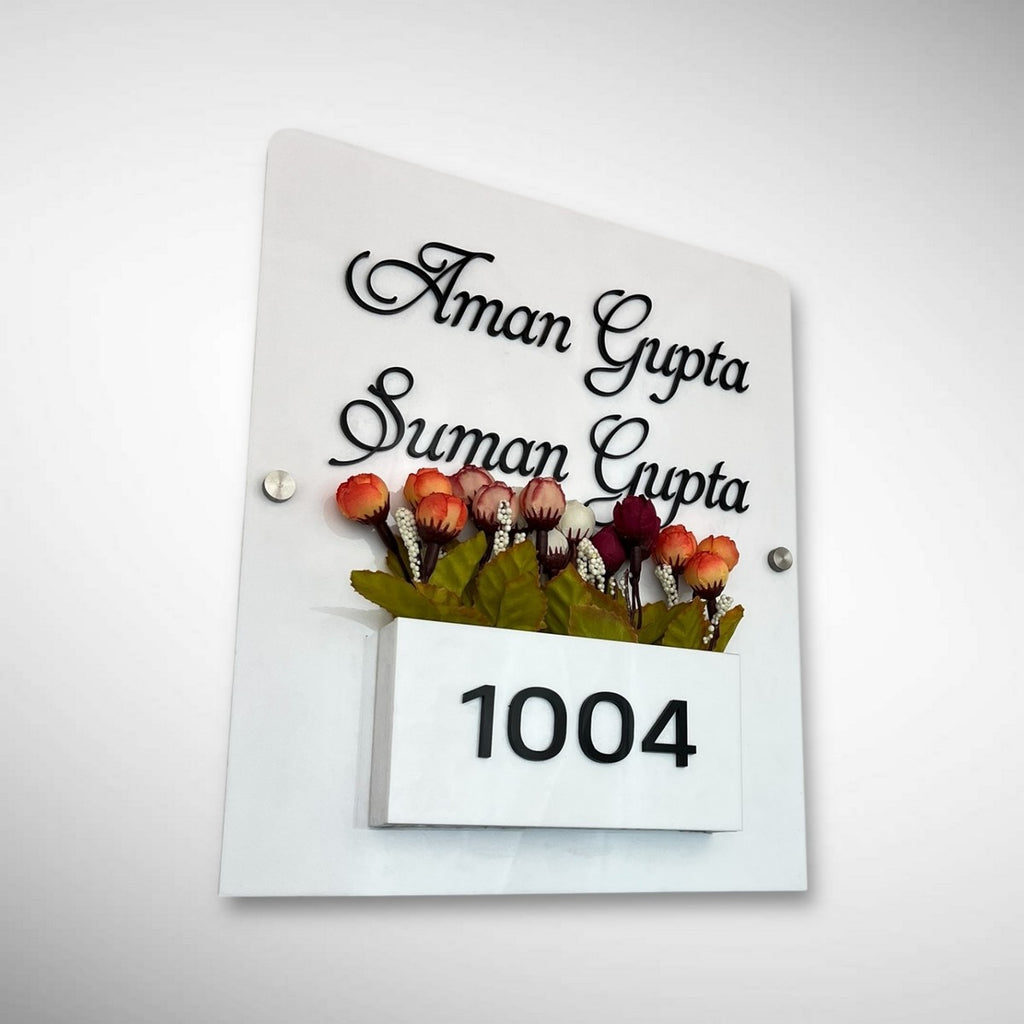  White Acrylic Planter Name Plate 