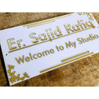 Acrylic Waterproof Name Plate with Gold Embossed Letters