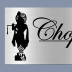 Personalized Lord Krishna Stainless Steel Metal Name Plate for Home - Harshita Craft