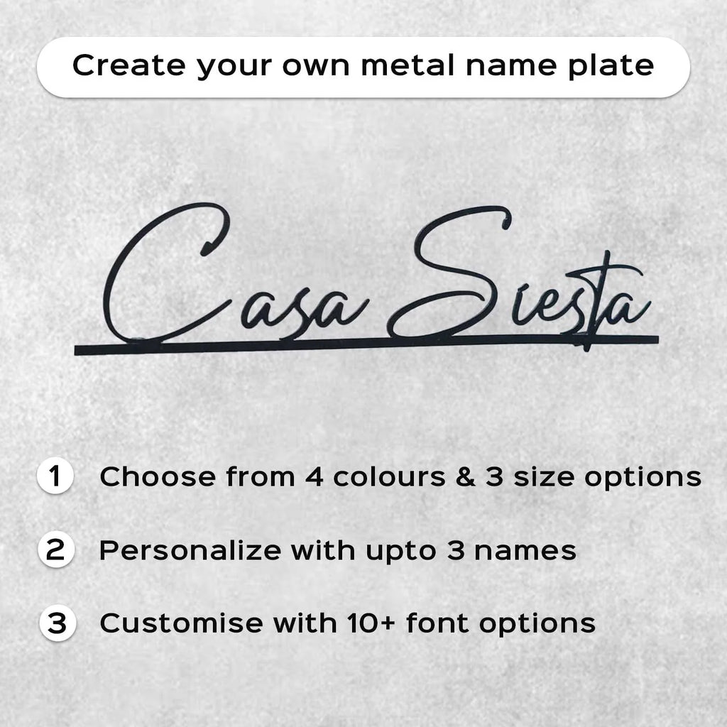 Personalized Modern Laser Cut Metal Name Plate for Home | Weatherproof Steel Design - Harshita Craft