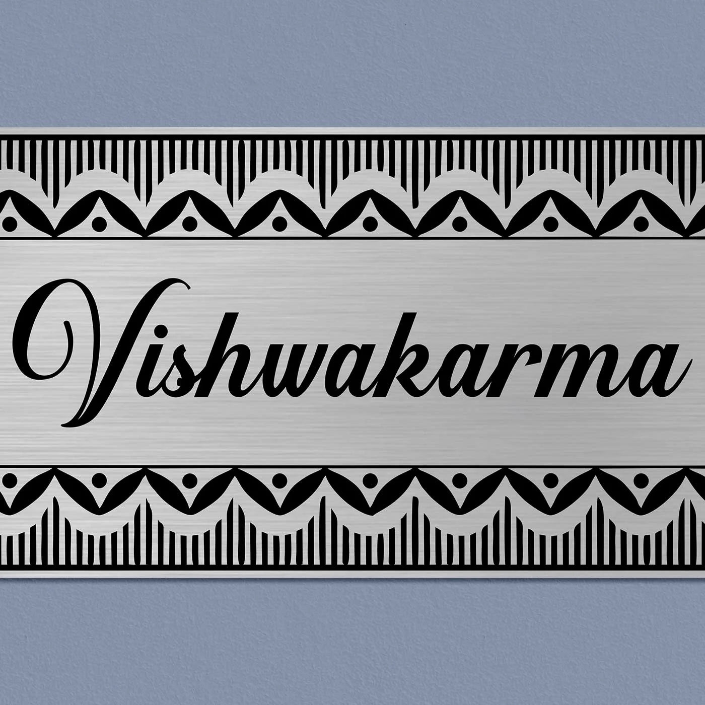 Personalized Line Art Metal Name Plate for Home – Stainless Steel - Harshita Craft