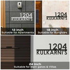 Personalized Metal Name Plate for Home – Modern Weatherproof Steel Name Plate with House Number - Harshita Craft