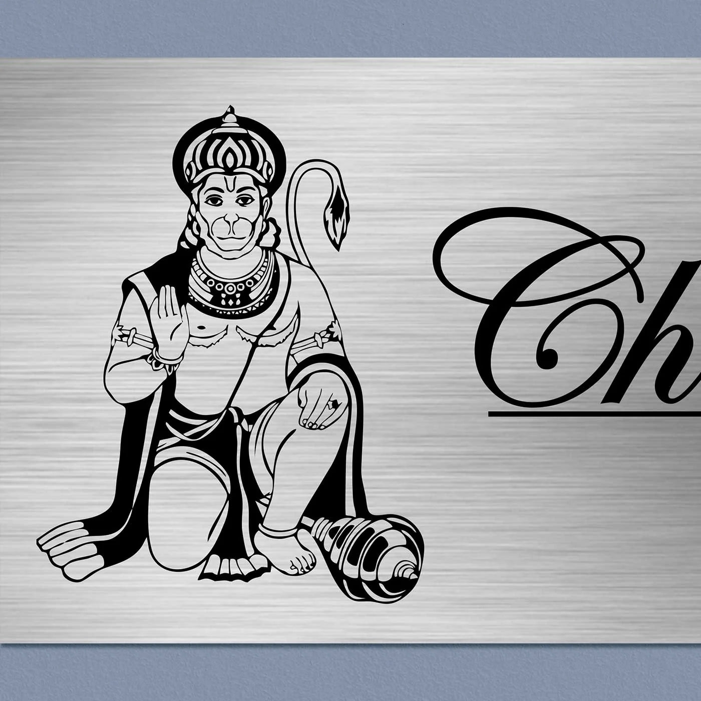 Personalized Hanuman Metal Name Plate for Home – Stainless Steel - Harshita Craft